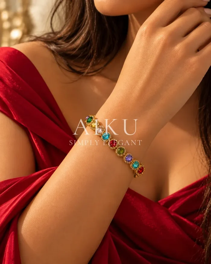 Aurora Orbit Multi-Stone Bracelet worn by a model