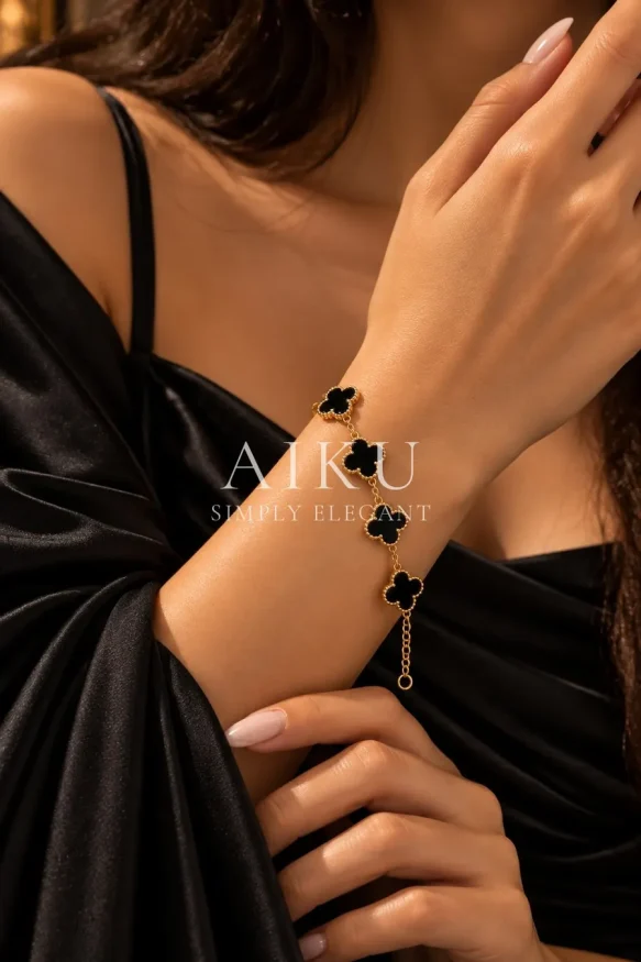 Black Clover Bracelet worn by a model