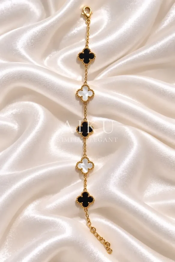 Black & White Clover Bracelet