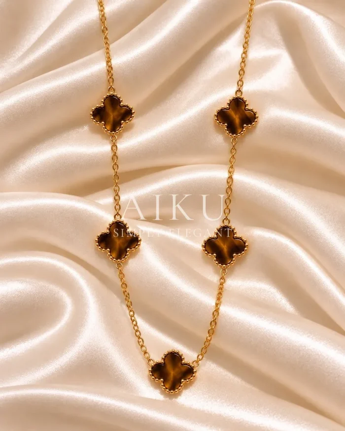 Goldish Brown Clover Necklace